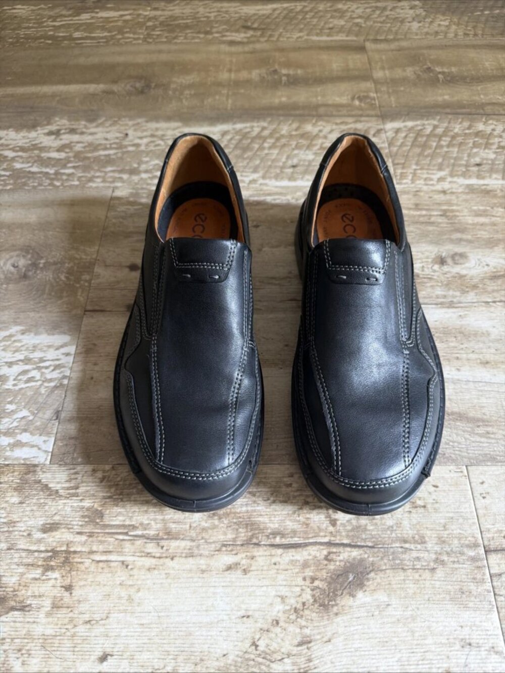 ECCO Fusion II Slip On Loafers Shoes Black Leather Men’s US 9.5 EU43 - Picture 4 of 8